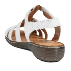 Premium Leather Touch Fastening Sandals - White