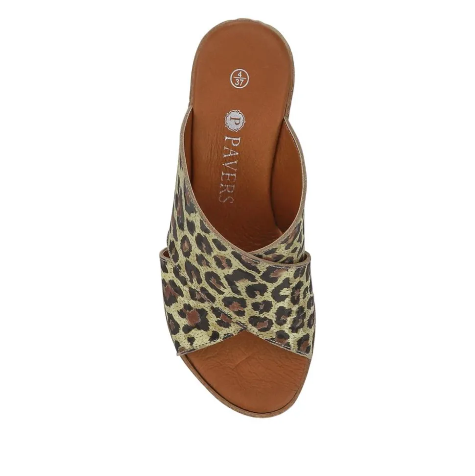Premium Leather Wedge Heels - Leopard