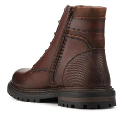 Premium Leather Zip & Lace Up Boots - Brown