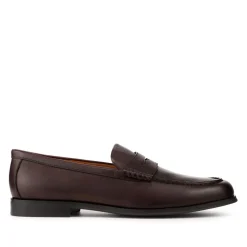 Quadir Slip On Leather Penny Loafers - Dark Brown