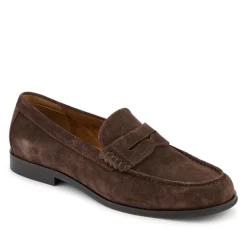 Quadir Slip On Leather Penny Loafers - Dark Brown Suede
