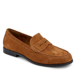 Quadir Slip On Leather Penny Loafers - Tan Suede