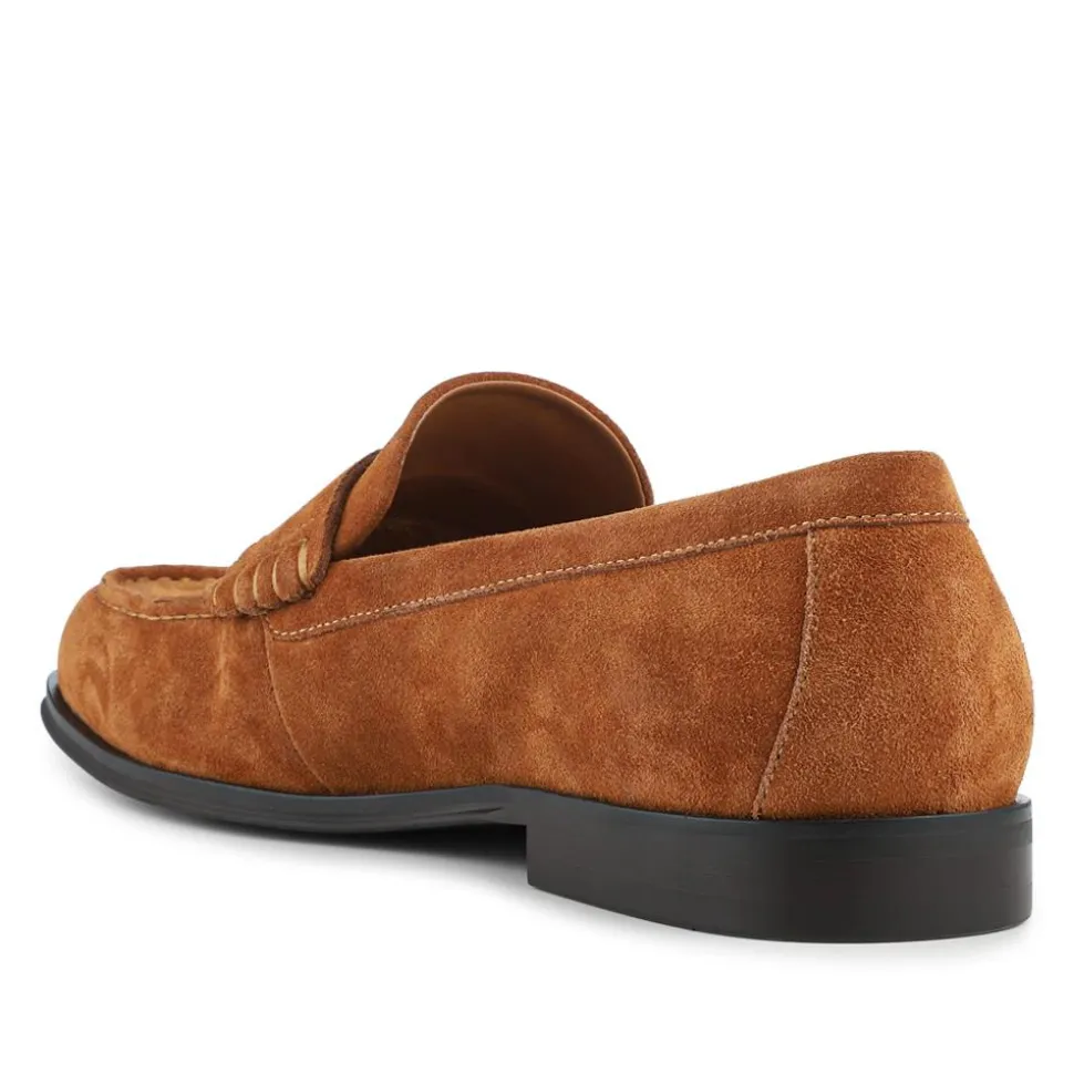 Quadir Slip On Leather Penny Loafers - Tan Suede