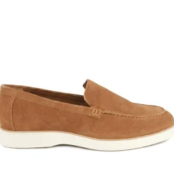 Quarius All Leather Slip On Shoes - Cognac Suede