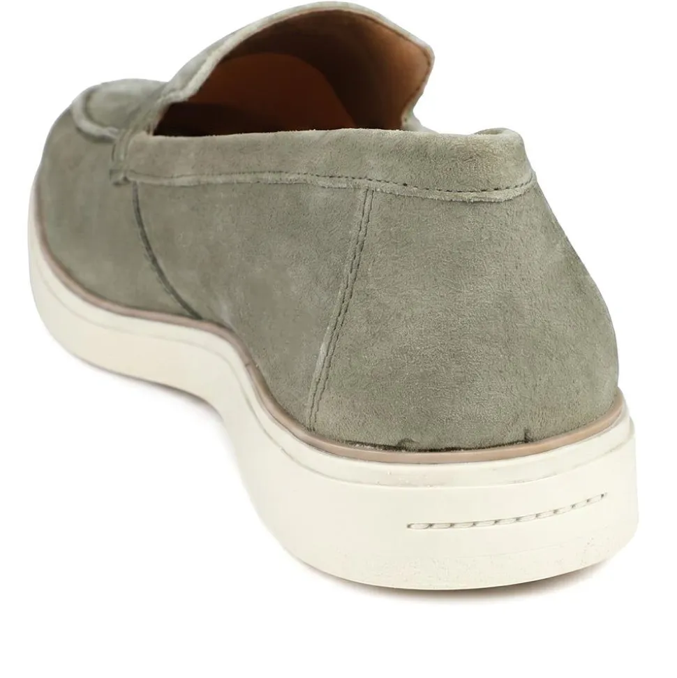 Quarius All Leather Slip On Shoes - Khaki Suede