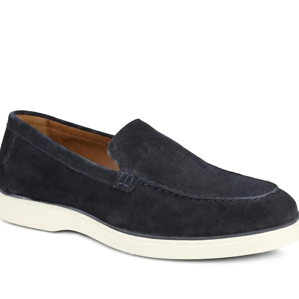 Quarius All Leather Slip On Shoes - Navy Suede