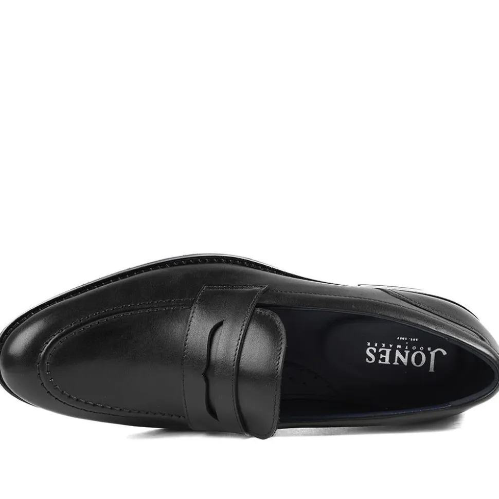 Queensborough Leather Penny Loafers - Black Leather