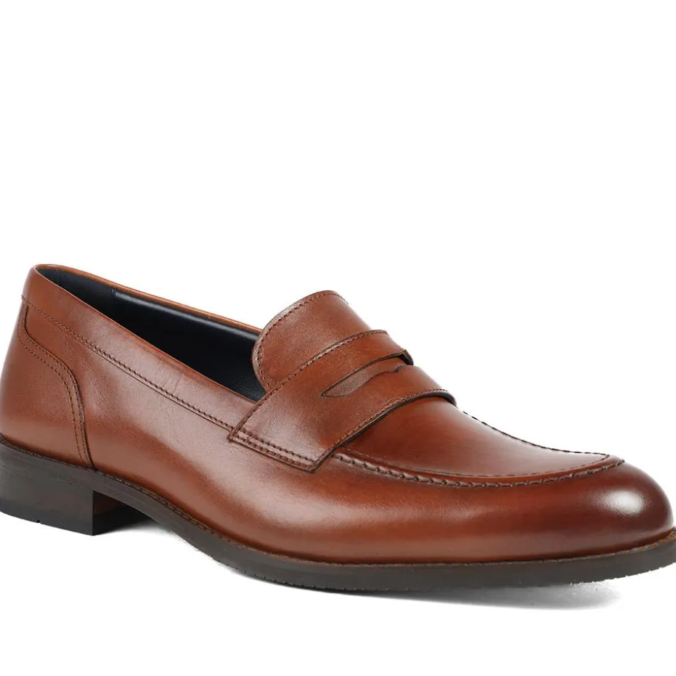 Queensborough Leather Penny Loafers - Tan Leather