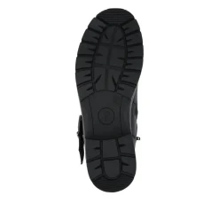 Quilted Dual Buckle Ankle Boots - Black