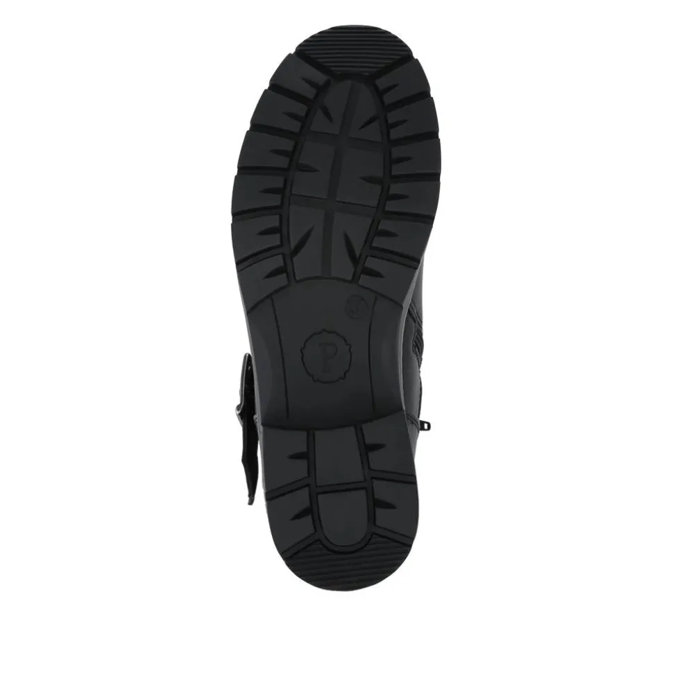 Quilted Dual Buckle Ankle Boots - Black