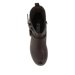 Quilted Dual Buckle Ankle Boots - Brown