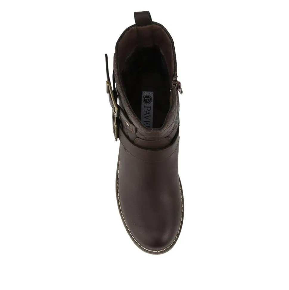 Quilted Dual Buckle Ankle Boots - Brown