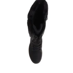 Quilted Fleece-Lined Ladies Boots - Black