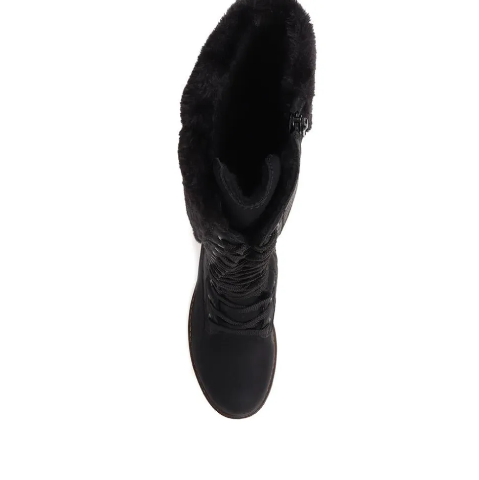 Quilted Fleece-Lined Ladies Boots - Black