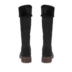 Quilted Fleece-Lined Ladies Boots - Black