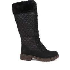 Quilted Fleece-Lined Ladies Boots - Black