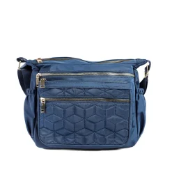 Quilted Multi Zip Crossbody Bag - Navy