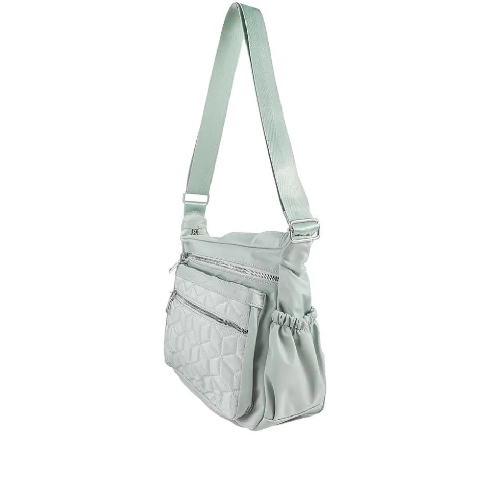 Quilted Multi Zip Crossbody Bag - Sage