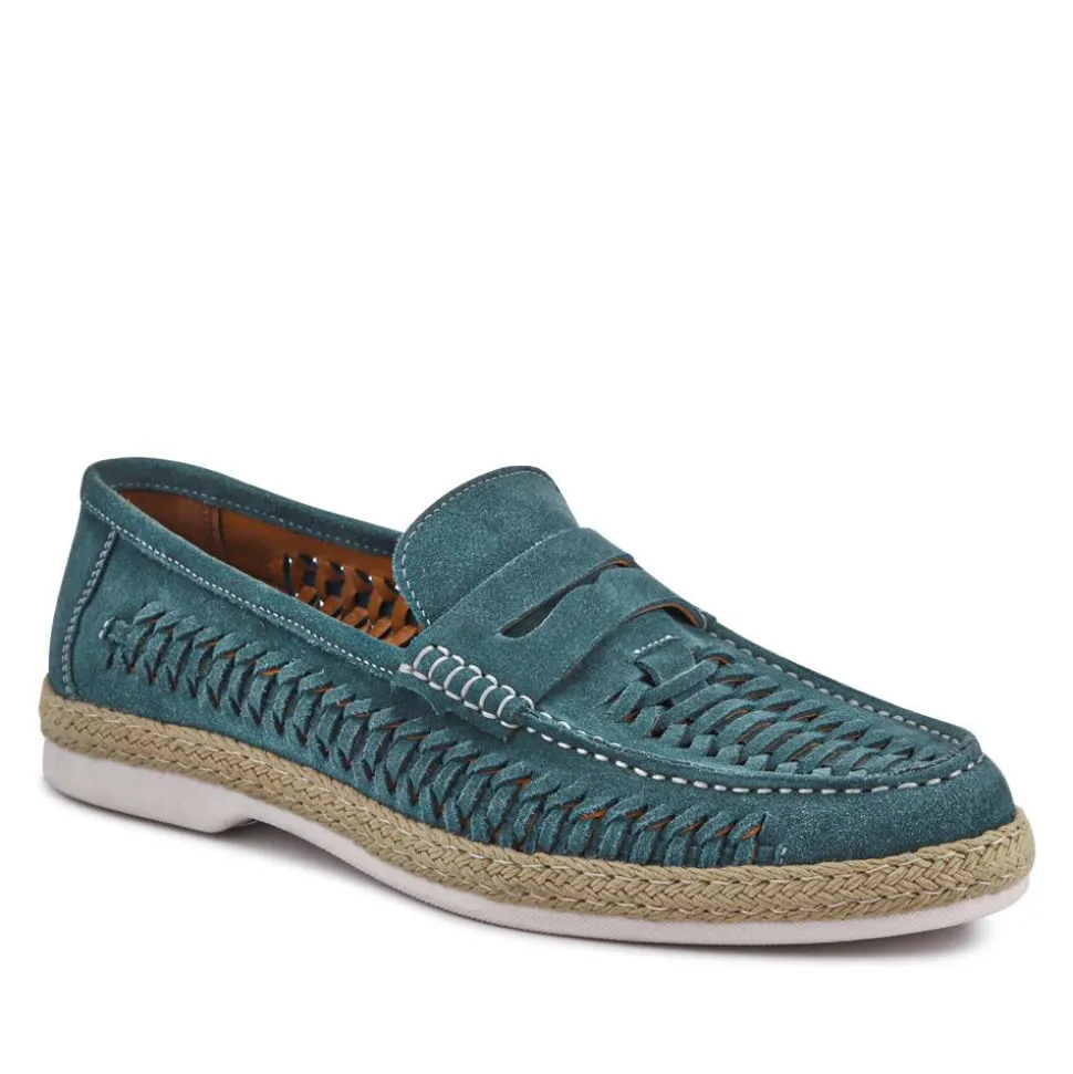 Raheem Leather Loafers - Green Suede