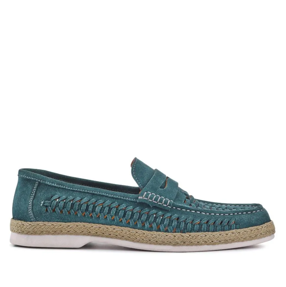 Raheem Leather Loafers - Green Suede