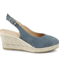 Raisa Leather Buckle Fasten Espadrilles - Navy Suede