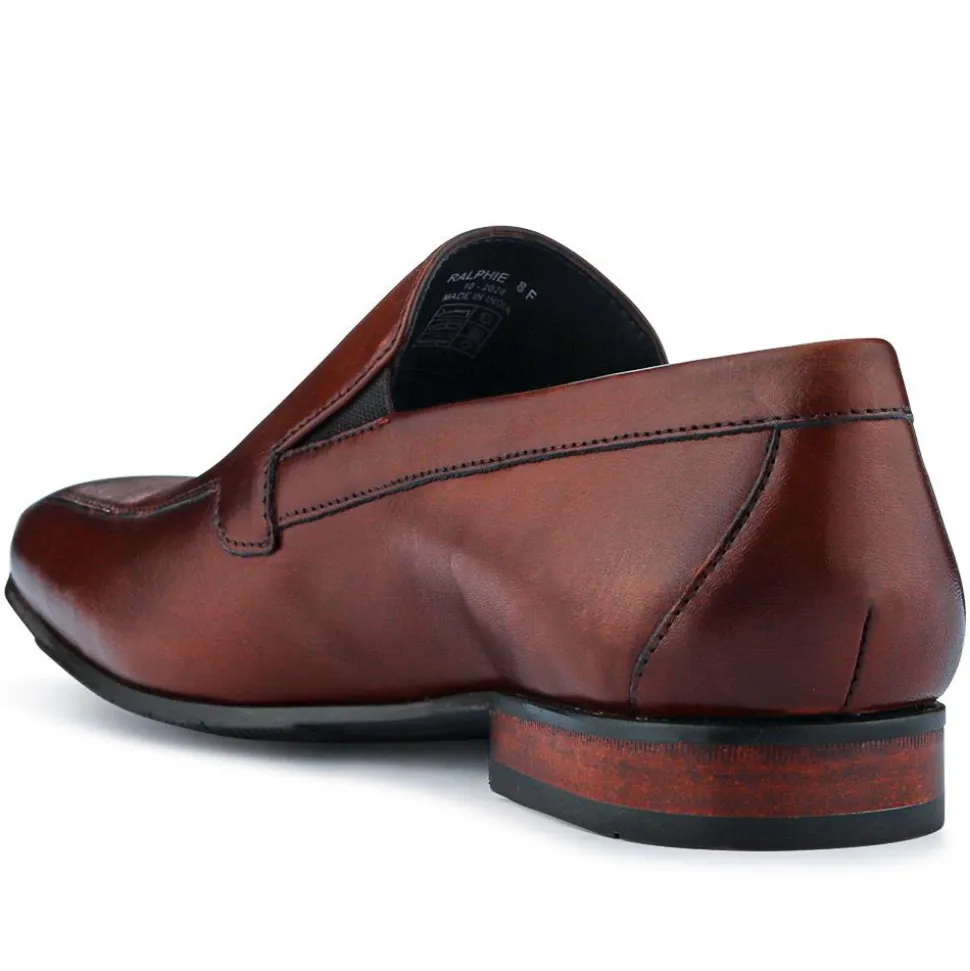 Ralphie Smart Leather Slip-On Shoes - Chestnut