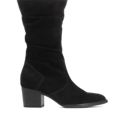 Ramona Suede Slouch Calf Boot - Black