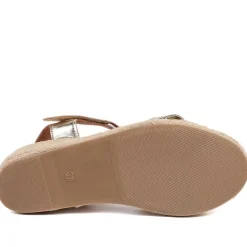 Randine Adjustable Fasten Leather Espadrilles - Gold