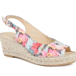 Raya Leather Slingback Wedge Espadrilles - BLUE FLORAL