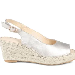 Raya Leather Slingback Wedge Espadrilles - Rose Gold