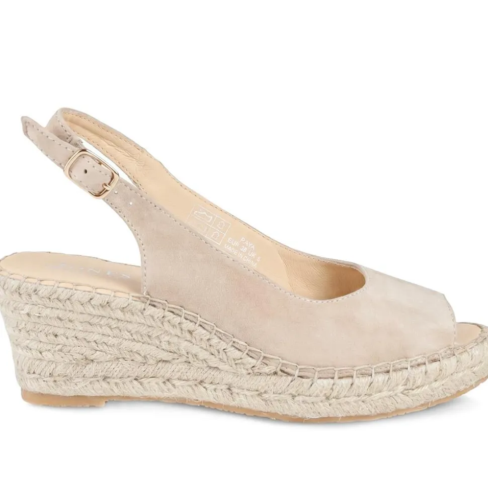 Raya Leather Slingback Wedge Espadrilles - Sand Suede