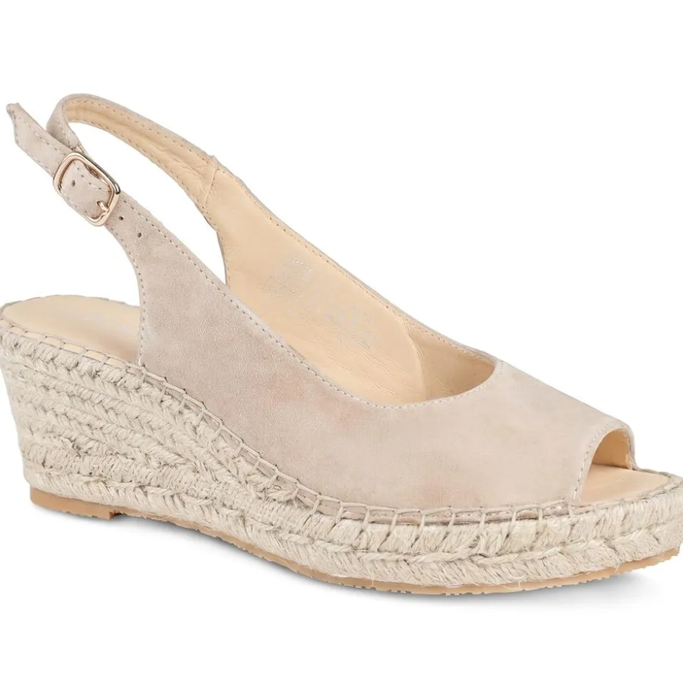 Raya Leather Slingback Wedge Espadrilles - Sand Suede