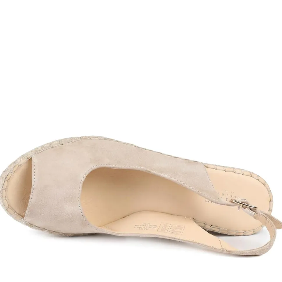 Raya Leather Slingback Wedge Espadrilles - Sand Suede