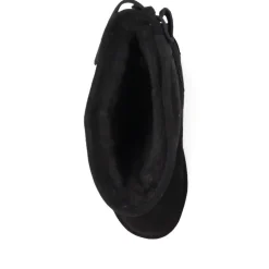 Rear-Laced Sheepskin Leather Boots - Black