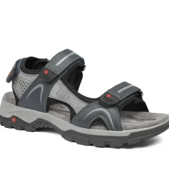 Relife Extra Wide Triple Fasten Sandals - Navy