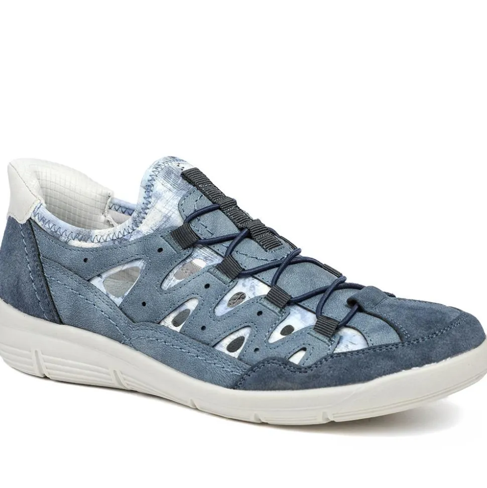 Relife Wide Fit Bungee Lace Slip On Shoes - Blue