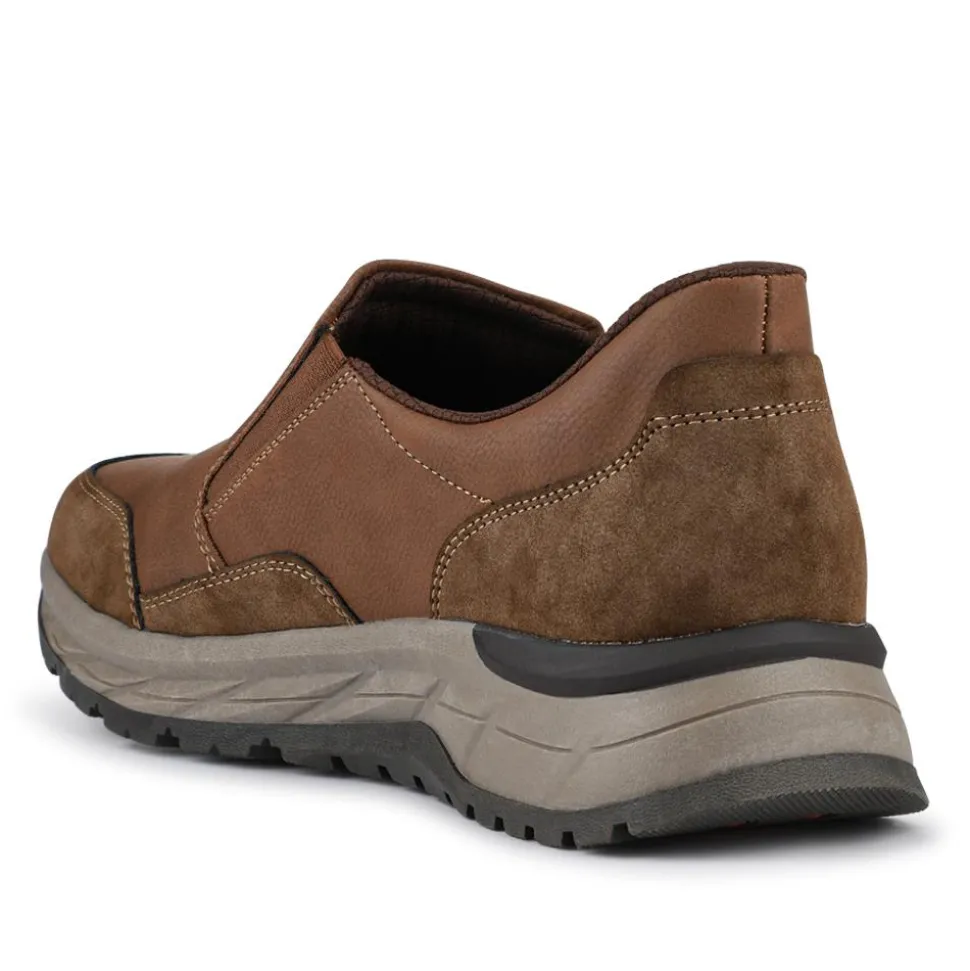 Relife Wide Fit Elasticated Slip-On Shoes - Cognac