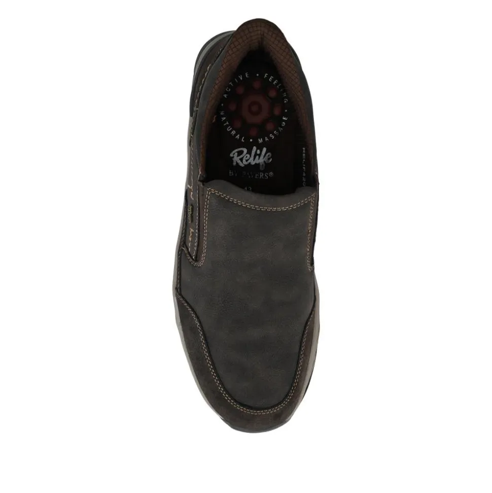 Relife Wide Fit Elasticated Slip-On Shoes - Dark Brown