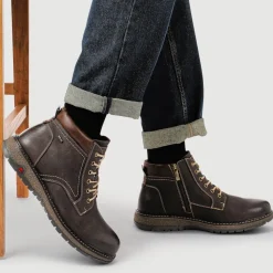 Relife Wide Fit Lace-Up Boots - Dark Brown