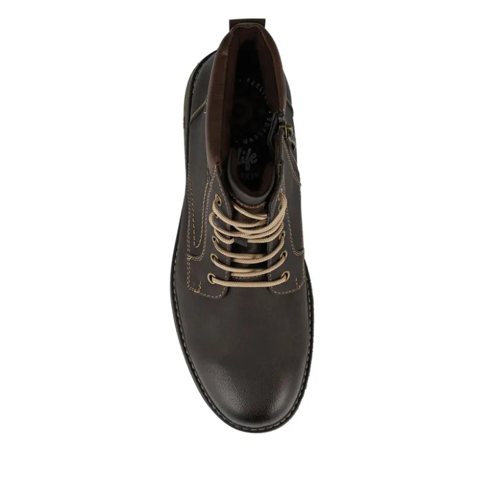 Relife Wide Fit Lace-Up Boots - Dark Brown