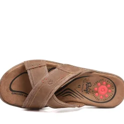 Relife Wide Fit Slip On Sandals - Brown