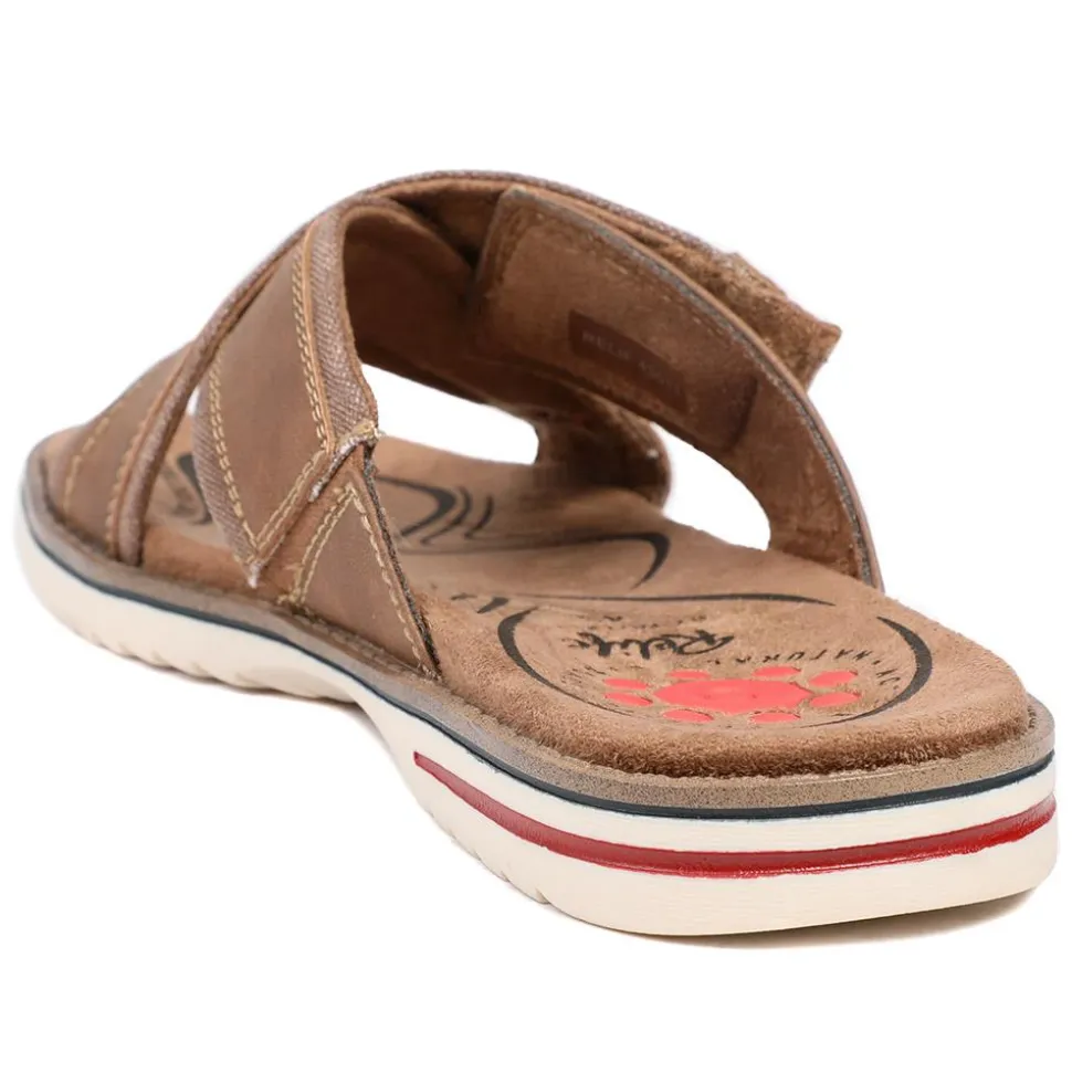 Relife Wide Fit Slip On Sandals - Brown