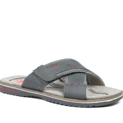 Relife Wide Fit Slip On Sandals - Navy