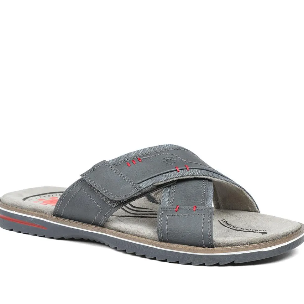 Relife Wide Fit Slip On Sandals - Navy