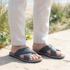 Relife Wide Fit Slip On Sandals - Navy