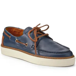 Rhodes Leather Boat Shoes - Navy