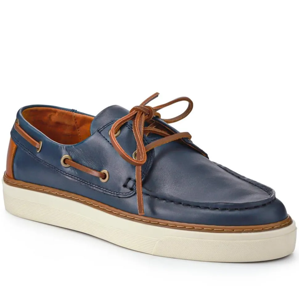 Rhodes Leather Boat Shoes - Navy