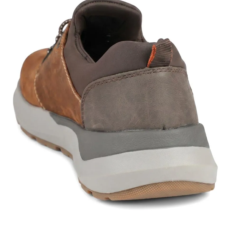 Rieker Bungee Lace Shoes With Rugged Sole - Brown