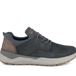 Rieker Bungee Lace Shoes With Rugged Sole - Navy