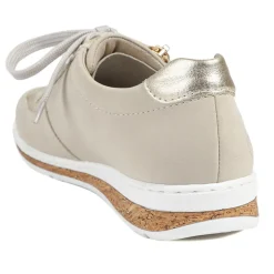 Rieker Casual Leather Zip & Lace Trainers - Beige